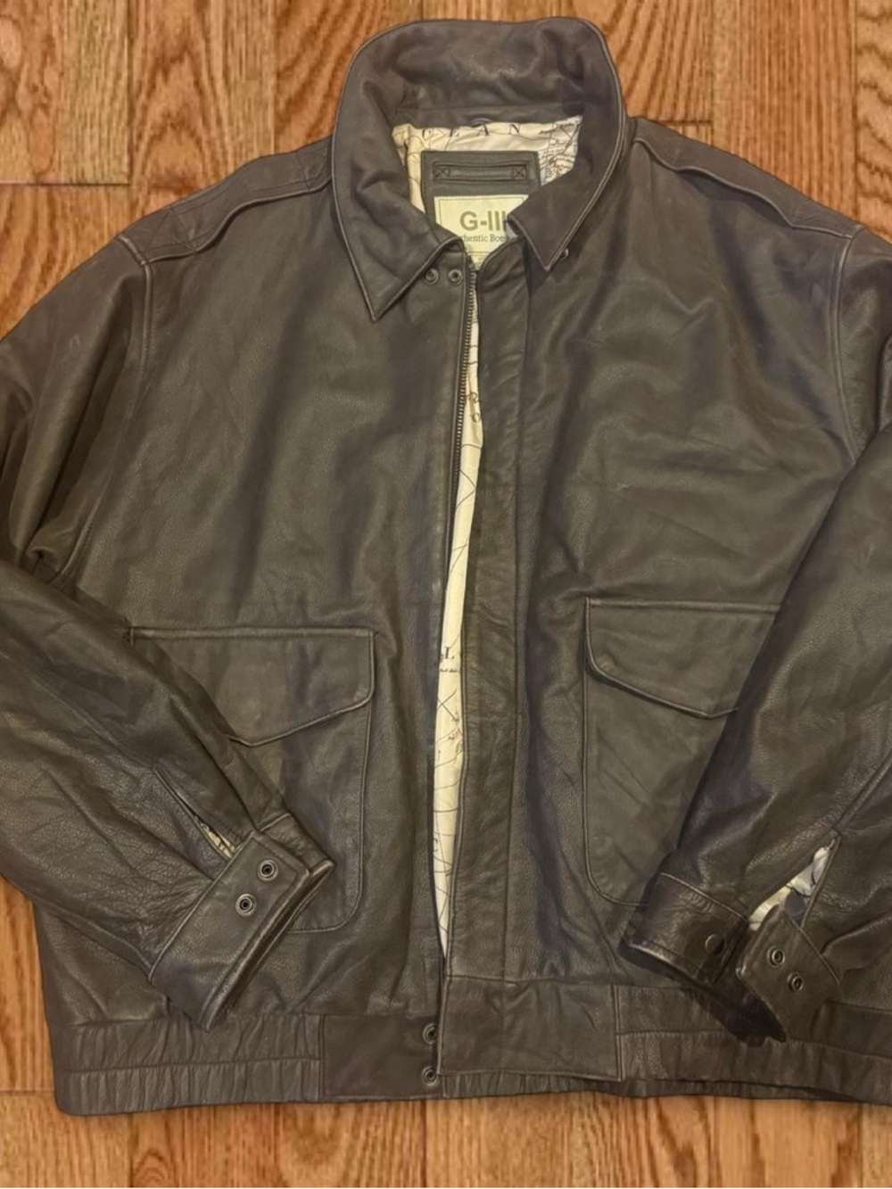 Leather Bomber Jacket - dark brown
